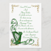 Convite para o casamento irlandês Harp shamrocks e