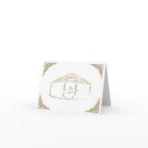 Convite para o casamento mongol: Creme e Dourado