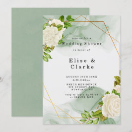 Convite para o Chá de casamento Rosa Branco da Cor