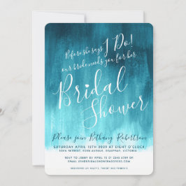 Convite para o chá de panela de arte moderna azul-