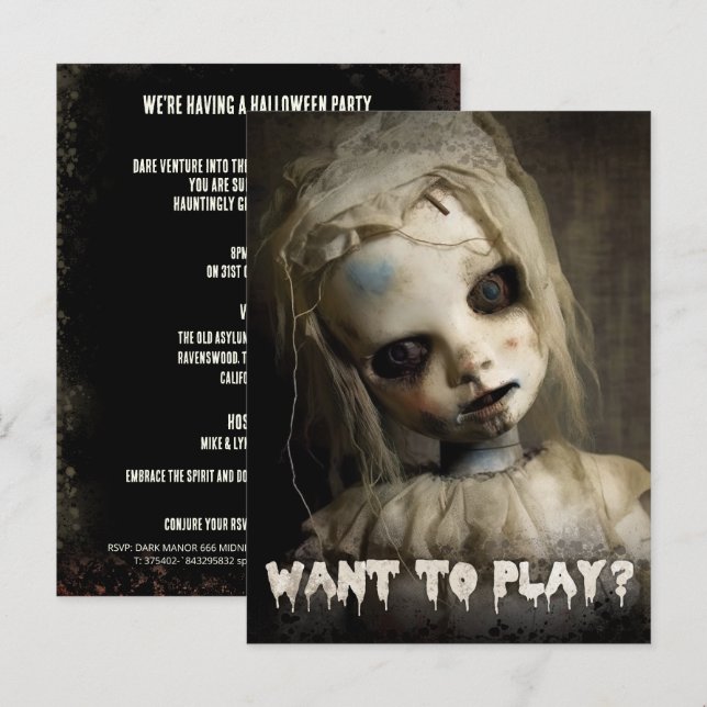 Convite para o Dia das Bruxas de Adultos Adultos p (Frente/Verso)