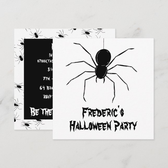 Convite para o Dia das Bruxas de Aranhas Cerradora (Frente/Verso)