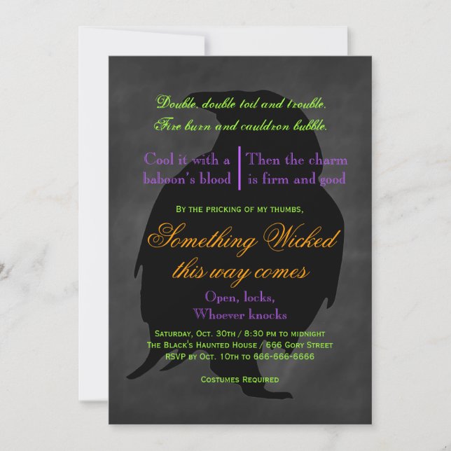 Convite para o Dia das Bruxas de Raven (Frente)