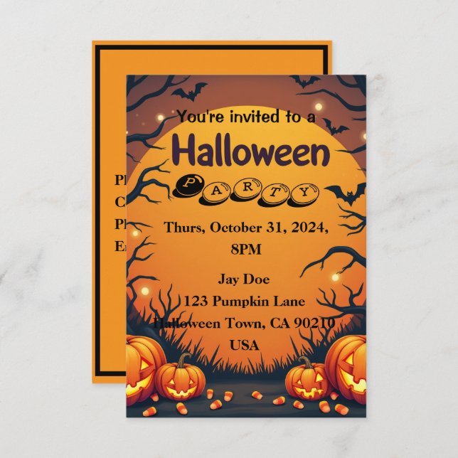 Convite para o Dia das Bruxas - Junte-se a nós par (Frente/Verso)