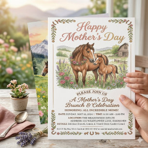Convite para o Dia das Mães com Cavalo Rústico, Fl