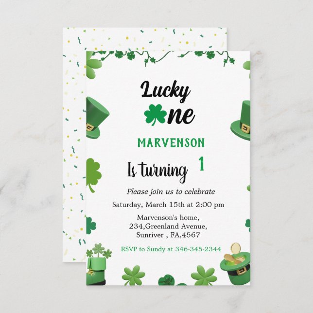 convite para o Dia de São Patrício de aniversário  (Frente/Verso)