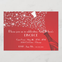 Convite para o Divórcio de Champanhe Vermelho e Br