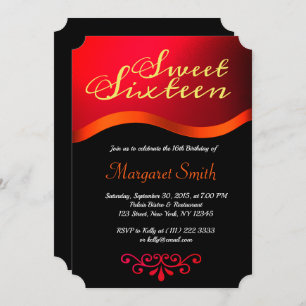 Convite para o Elegante Royal Red Sweet 16 Party