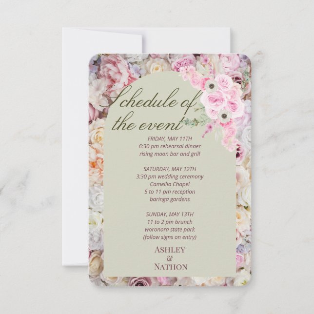 Convite para o ensaio de verão em arco floral verd (Frente)