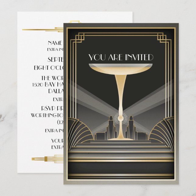 Convite para o Evento de Gala Deco Contemporâneo (Frente/Verso)