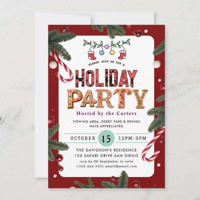 Convite para o Feriado das Berries Florais de inve (Frente)