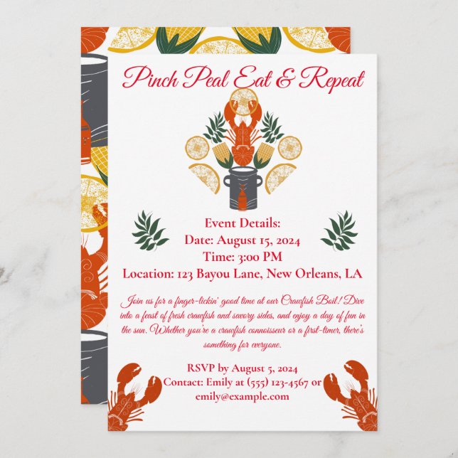 Convite para o fermento de lagosta - Cookout de fr (Frente/Verso)