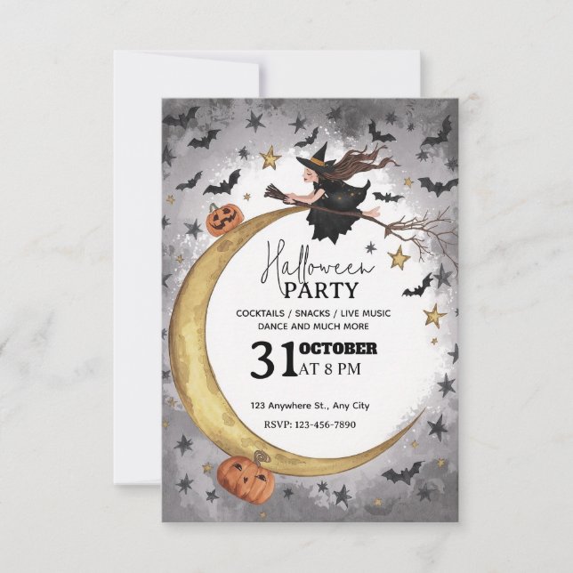 Convite para o Festa de Halloween - Editável (Frente)