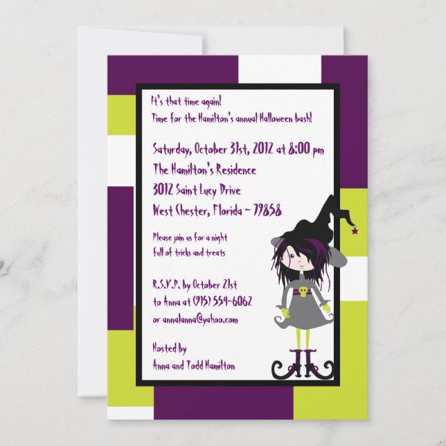 Convite para o Festa de Halloween Roxo, 5x7 (Frente)