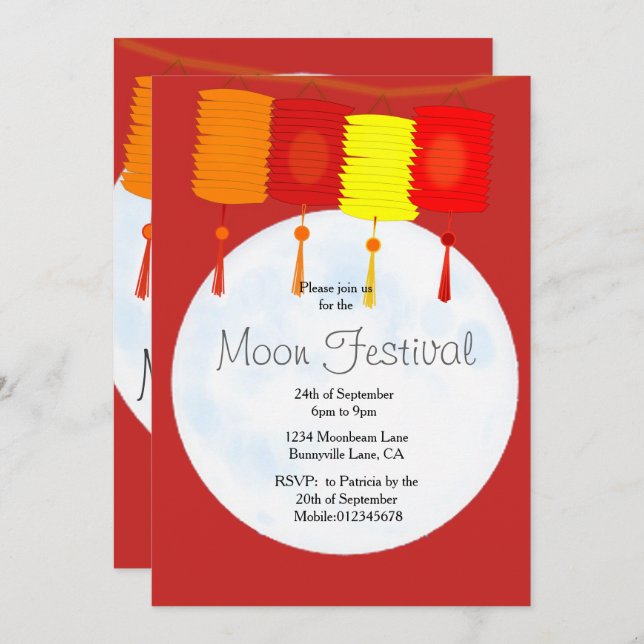 Convite para o Festival de outono Chinês (Frente/Verso)