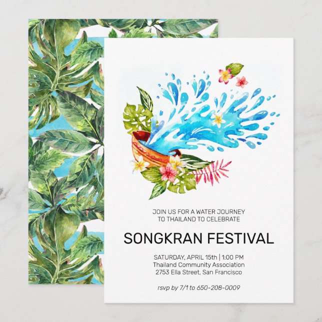 Convite para o Festival Songkran da Tailândia (Frente/Verso)