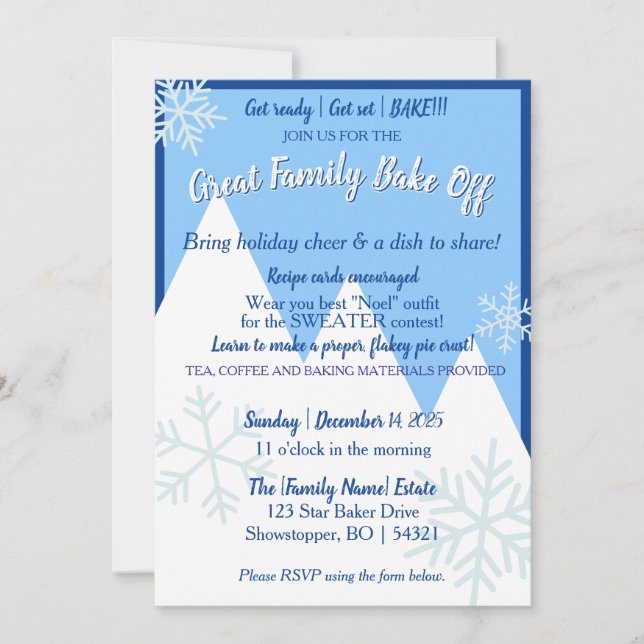 Convite para o Grande Concurso de Bolos em Família (Frente)