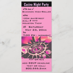 Convite para o Grupo de Tema Noite de Casino Rosa