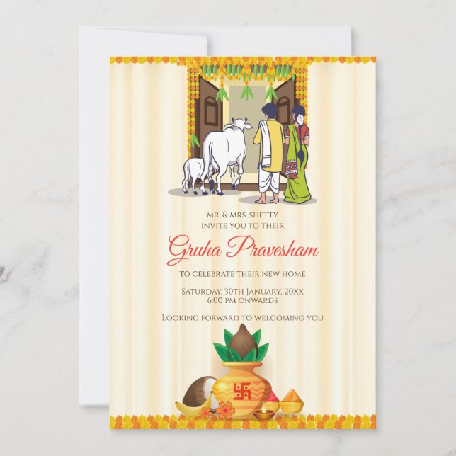 Convite para o lar digital indiano Telugu (Frente)