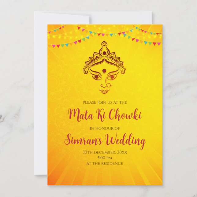 Convite para o Mata ka Jagrata do Mata ki Chowki (Frente)