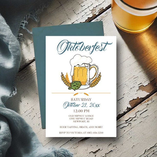 Convite para o Oktoberfest com Orçamento, Convite  (Oktoberfest invitation for beer festival fall invite.)