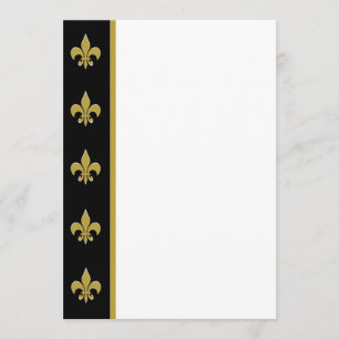 Convite para o painel Fleur de Lis, preto e Dourad