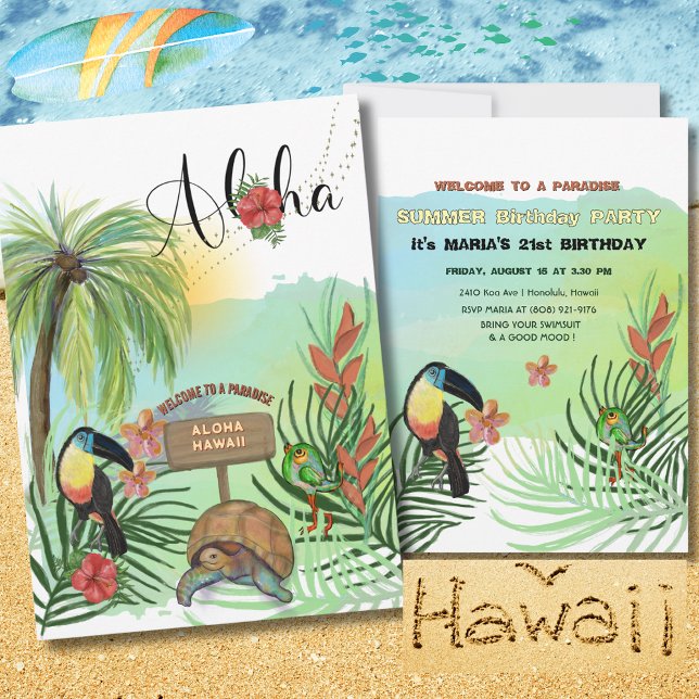 Convite para o Paraíso Tropical do Havaí Aloha (Aloha Hawaii Tropical Paradise Invitation )