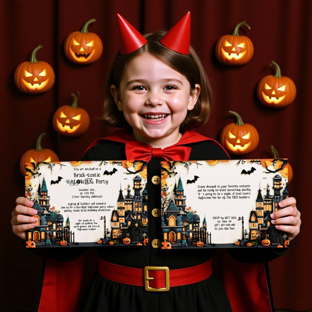 Convite para o Partido Brick Ttastic HALLOWEEN (Brick-tastic HALLOWEEN Party Invitation)