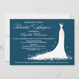 Convite para o Partido Bridal de Casamento (marinh