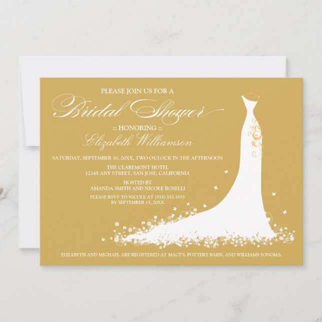 Convite para o Partido Bridal de Casamento (ouro) (Frente)