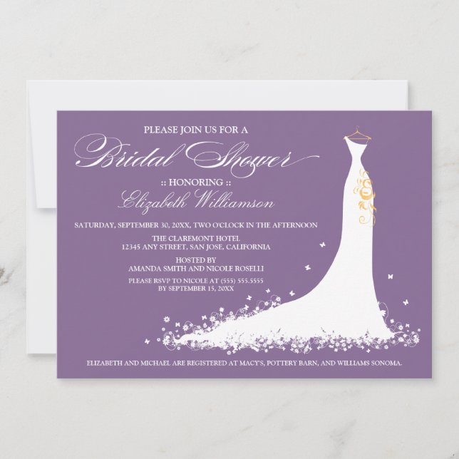 Convite para o Partido Bridal de Casamento (roxo) (Frente)