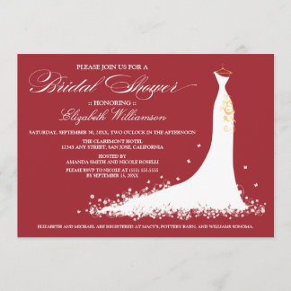 Convite para o Partido Bridal de Casamento (vermel