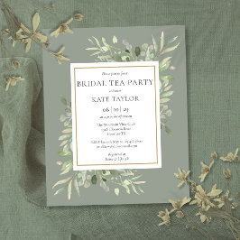 Convite para o Partido Chá de Folhagem Verde Folha