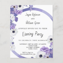 Convite para o Partido de Casamento Floral de Roxo