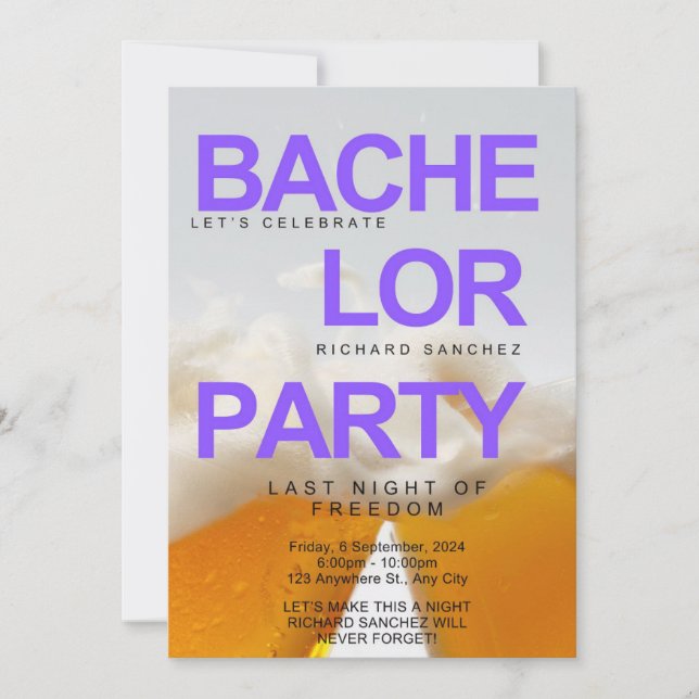 Convite para o partido de solteiro inspirado na ce (Frente)