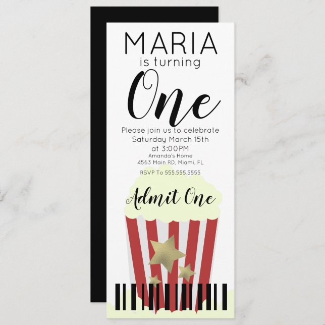 Convite para o Partido do Estilo de Tíquete de Fil (Frente/Verso)