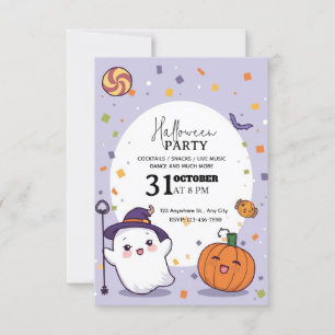 Convite para o Partido do Halloween de Kawaii - Ed