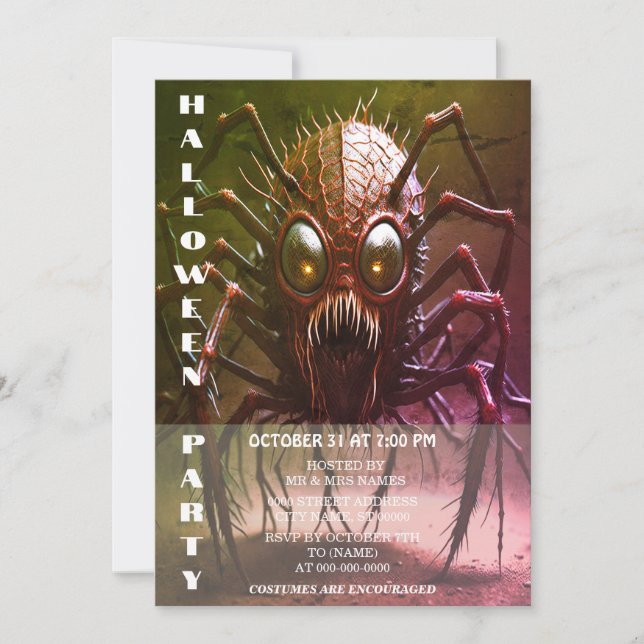 Convite para o Partido do Halloween do Monstro Ver (Frente)