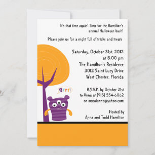 Convite para o Partido Monster Bash Halloween