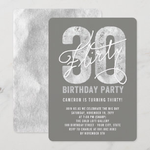Convite para o partido Silver Flirty 30 aniversári