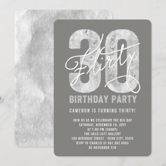 Convite para o partido Silver Flirty 30 aniversári