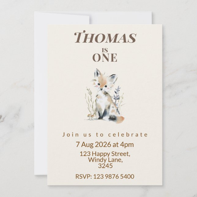 Convite para o Primeiro Aniversário da Raposa da F (Frente)