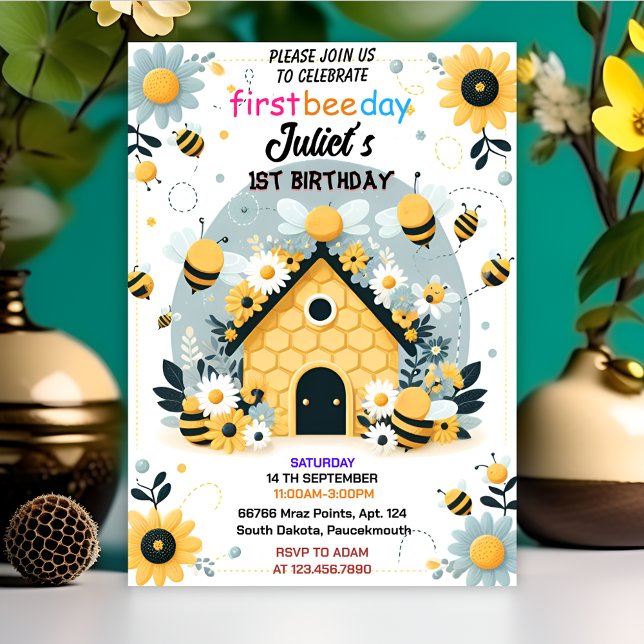 Convite para o primeiro aniversário de 1rua de primavera d (Criador carregado)