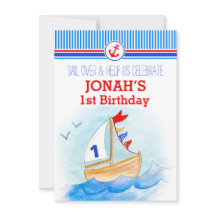 Convite para o primeiro aniversário de rapazes náu