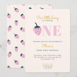 Convite para o primeiro aniversário de Strawberry