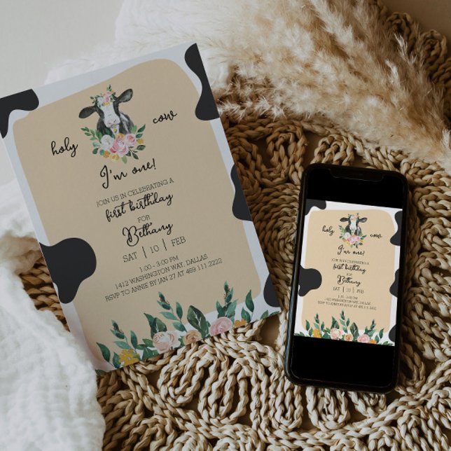 Convite para o primeiro aniversário do DIXIE Cow (Criador carregado)