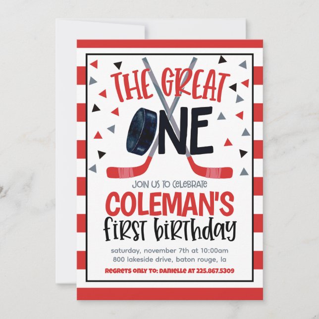 Convite para o primeiro aniversário do Hockey (Frente)