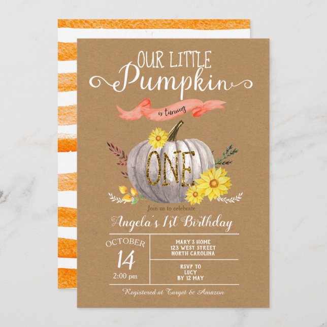 Convite para o Primeiro primeiro aniversario de ou (Frente/Verso)