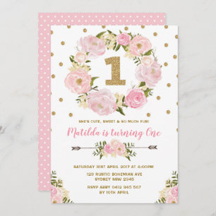 Convite para o Primeiro primeiro aniversario Flora