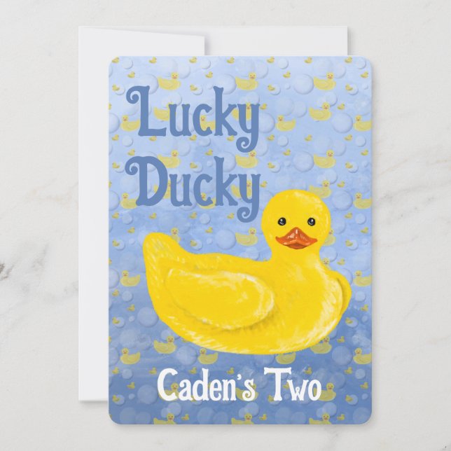 Convite para o Segundo Aniversário do Lucky Ducky (Frente)